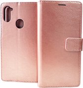 Bookcase Geschikt voor: Samsung Galaxy M11 - Rose Goud - portemonnee hoesje