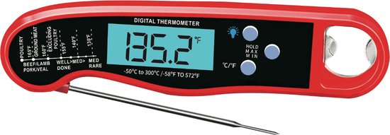 Foto: Bbqbuddies bbq thermometer vlees thermometer keuken thermometer inclusief ophangmagneet bieropener