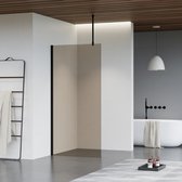 FortiFura Galeria inloopdouche - 180x200cm - rookglas - plafondarm - mat zwart
