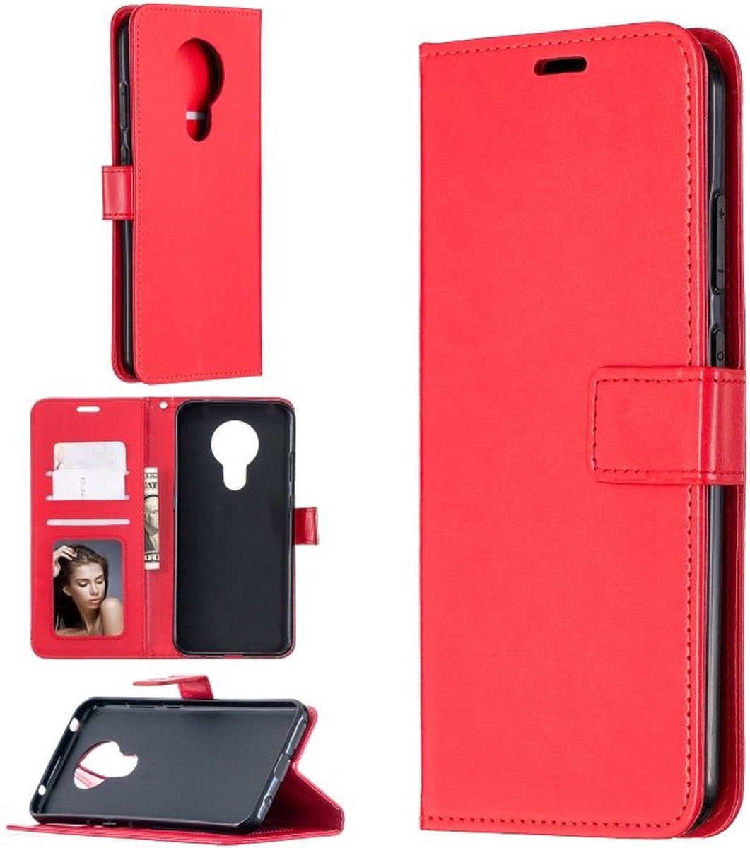 Bookcase Geschikt voor: Motorola Moto G7 Play - Rood - portemonnee hoesje