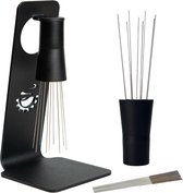 Tool, magnetische koffieroerder 0,4 mm, 9 geïnstalleerde pinnen + 0,25 mm, 9 extra naalden voor espresso-uitgiftetool met metalen standaard voor Barista Espresso (zwart)