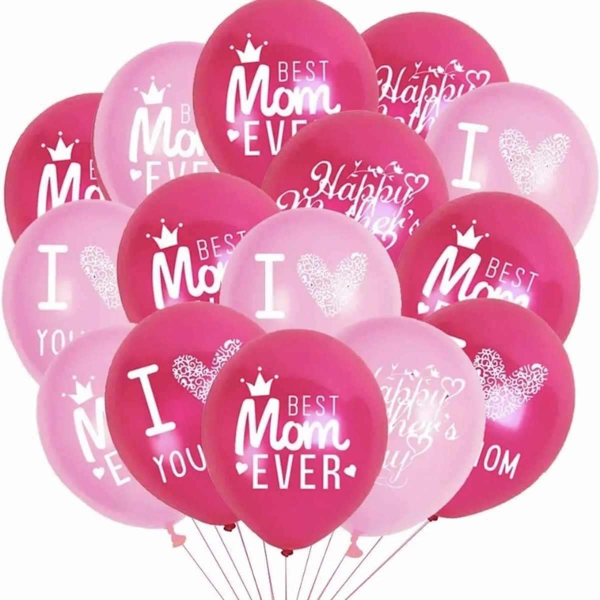 SilverAndCoco® - Moederdag Versiering Ballonnen Slinger | Verjaardag Decoratie Pakket | Helium Party Feest Ballon Slingers Cadeau voor - Moeder / Mom / Liefste Mama