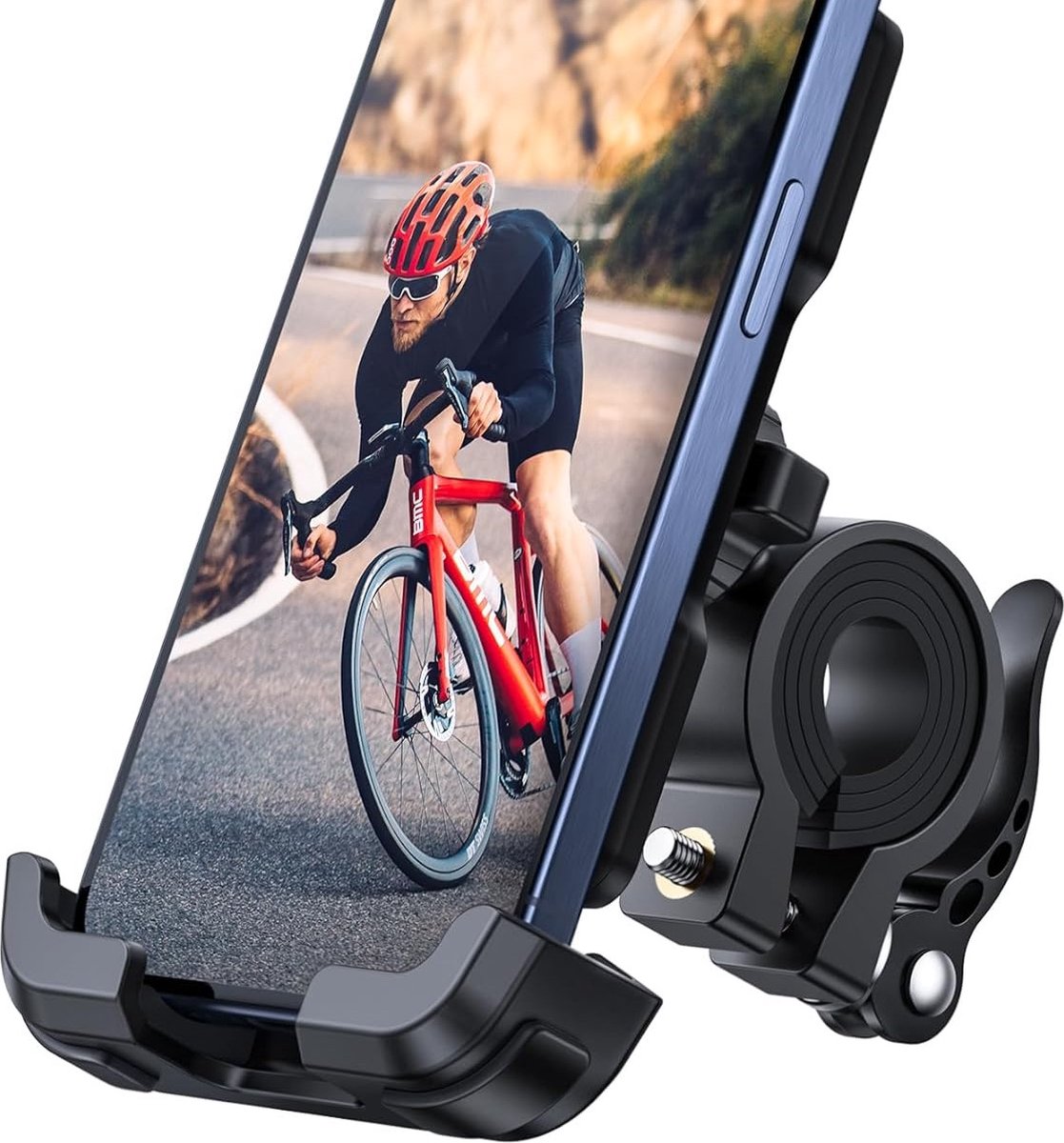 Fiets Telefoonhouder, Motor Telefoonhouder - Universele 360 Draaibare Motorfiets Fietsstuurklem voor iPhone 13 12 11 Pro Max Mini, Xs Max, XR, X, 8, 7, Samsung S21, 4.7"-6.8" Smartphone
