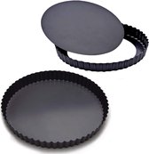 Quiche Tart Pan Tin, 28 cm en 26 cm Verwijderbare Losse Bottom Carbon Steel Tart Pie Mould Set van 2 (26 cm-2 stuks)
