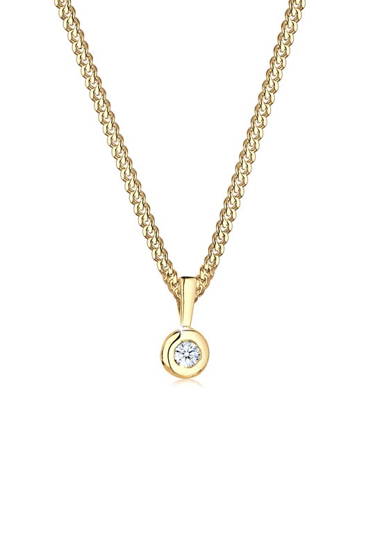 Elli PREMIUM Dames Halsketting Dames Cirkel Ronde Diamant (0.03 ct.) in 925 Sterling Zilver Rose Goud Plated