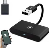 DDecom - Carplay Dongle - Draadloos Carplay - Careplay - Apple Carplay - USB-A en USB-C aansluiting - Plug & Play - Zwart - Inclusief gratis microvezel auto doek - Inclusief 3 M sticker - Model 2024