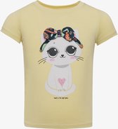 TwoDay meisjes T-shirt met kat geel - Maat 110/116
