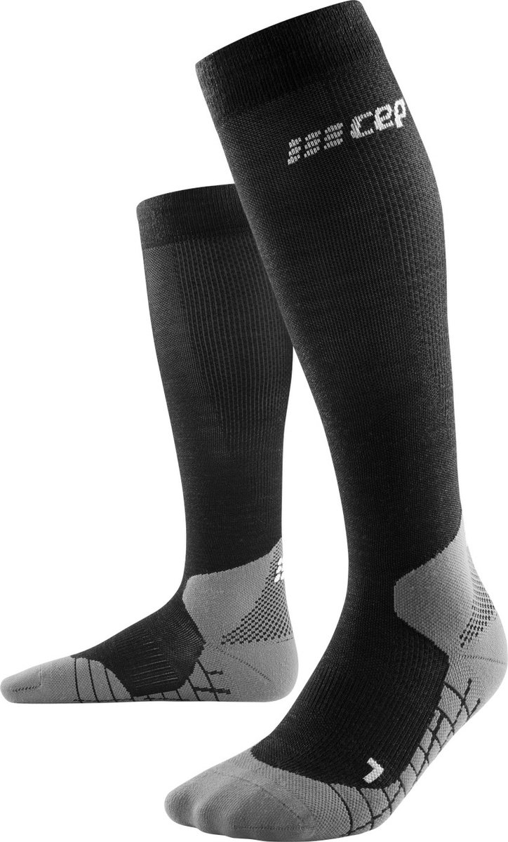 CEP Hiking Light Merino Tall Compressie wandelsokken – Kuitomvang Heren 32-38 cm Zwart