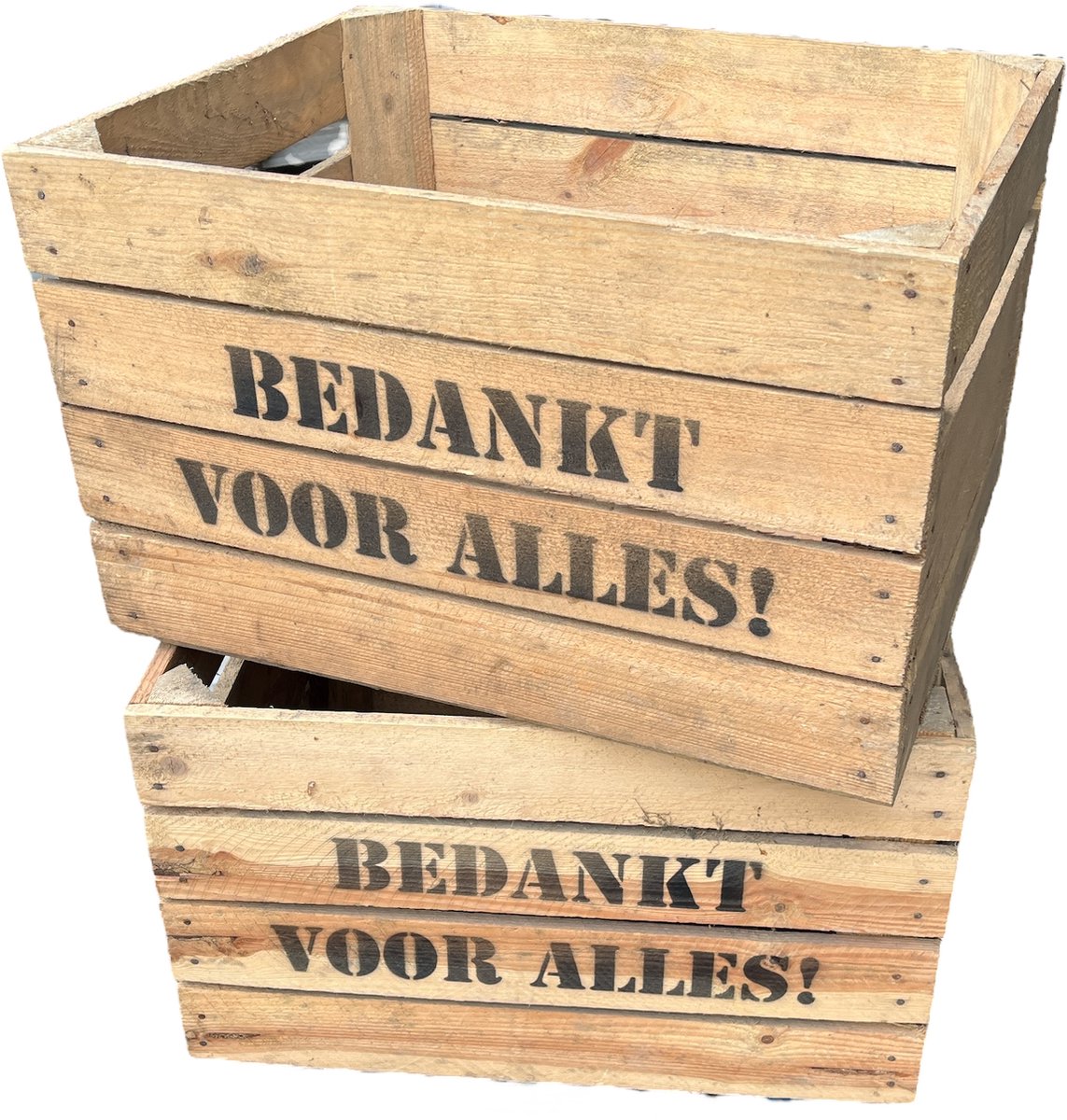 Gebruikte Fruitkist - Opdruk: Bedankt voor alles