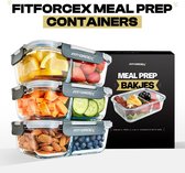 FitForceX Meal Prep Bakjes - 6 Stuks - Lunchbox - Diepvriesbakjes - Vershoudbakjes Van Glas - Glazen Bakjes Met Deksel - BPA Vrij