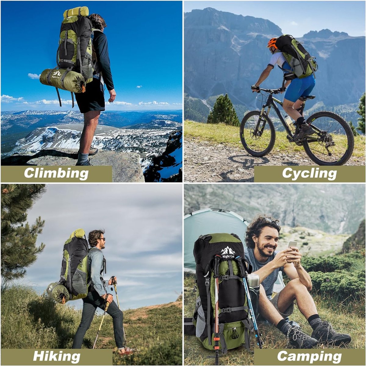 Sac à Dos Randonnée 40L - Trekking, Camping, Voyage, Housse Pluie Incluse