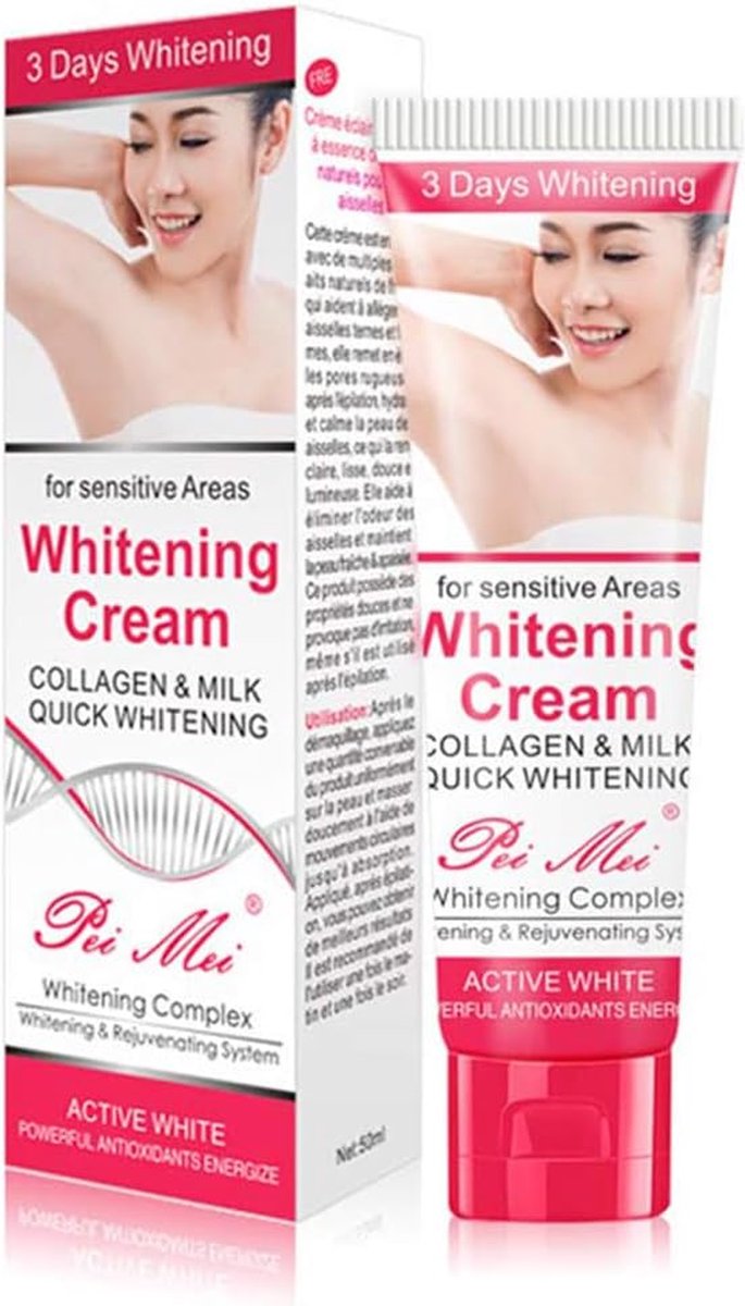 Goedkoopste 50 ml Huidwitmakende crème, voor Gezicht en Lichaam, donkere huid, hals, gevoelige gebieden, ellebogen, binnenste dijen, knieën, lichaam oksels, Beauty Care Cream Bleaching Lightening Cream voor Donkerecrème.