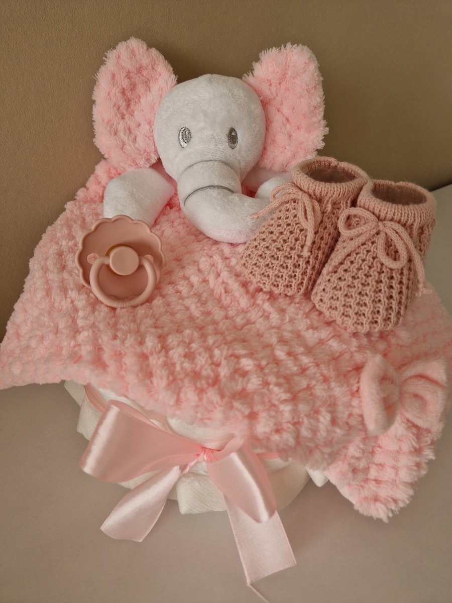 Goedkoopste Luiertaart small olifant meisje - babyshower - kraamcadeau