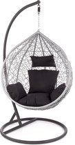 Eggy - Hangstoel met standaard - cocoon fauteuil - tuinfauteuil - schommelstoel - tuinmeubelen - grijs/zwart - Maxi Maja