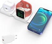 Chargeur sans fil Glotail 3 en 1 - Chargeur sans fil - Chargeur rapide 15 W - Chargeur iPhone, Apple Watch, Airpods et Smartphones Android - Wit