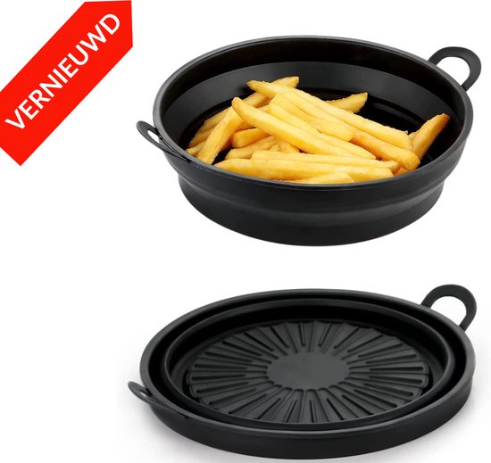 Foto: Stricx siliconen airfryer ovenschaal 20 cm herbruikbaar universeel geschikt voor philips princess tefal tristar inventum snack bakvorm mand heteluchtfriteuse accessoire bpa vrij hittebestendig gezond frituren