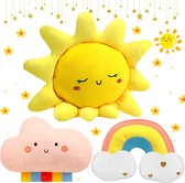 Wolken Regenboog Zon Maan Ster Kussen 3-pack Gevuld Kinderkamer Sierkussen Schattig Kussen voor Kinderen Zacht Pluche Kussen voor Babykamer Decoratie Cadeau (Regenboog, Wolk, Zon)