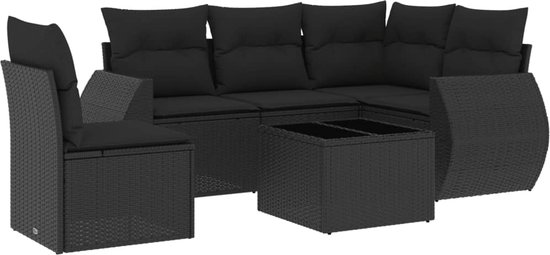 vidaXL-6-delige-Loungeset-met-kussens-poly-rattan-zwart