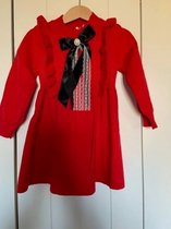 XDY - Kleedje met strikje - effen - rood - maat 98/104