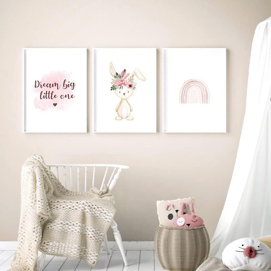 Lot De 3 Affiches Enfant Toile – Décoration Chambre Nature Et Animaux – Format M