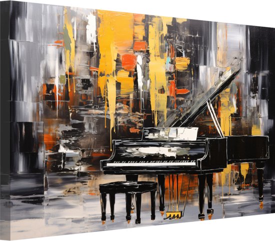 Tableaux industriels piano - Portrait de piano - Tableaux sur toile Instrument - Décoration murale industrielle - Toile - Art mural 100x75 cm