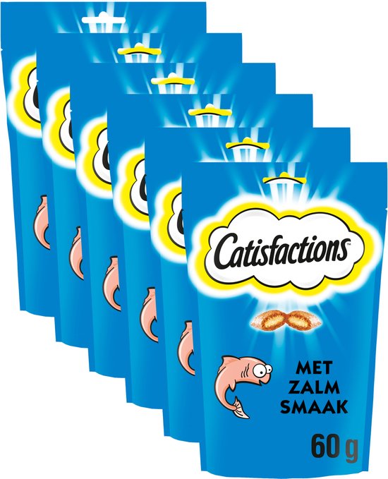 Catisfactions Snacks - Kattensnoepjes - Zalm - 6 x 60g