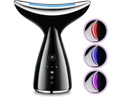 JT Beauty Care Facelift Apparaat Zwart – 3 LED Kleuren – Huidverzorging – EMS Microcurrent – Gezichtsverzorging – Anti Rimpel - Huidverjonging – Nekmassage - Face Lift – Lichttherapie - USB Oplaadbaar – Vermindert Acne, Rimpels, Lijnen, Vermoeidheid