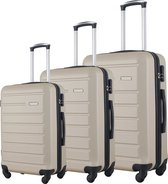 Narlonzo® - Valise - 3 pièces - Ensemble valise - Set organisateur de valise - Valise à roulettes - Serrure à combinaison - 4 Roues - Chariot - 55 cm/65 cm/75 cm - Beige