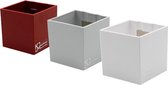 Set van 3 magnetische kubussen, 6,5 cm - IJs, Rood, Wit - Magnetische opbergdozen of vaashouders met sterke magneet voor magneetborden aan de muur