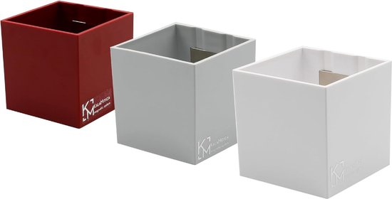 Set van 3 magnetische kubussen, 6,5 cm - IJs, Rood, Wit - Magnetische opbergdozen of vaashouders met sterke magneet voor magneetborden aan de muur