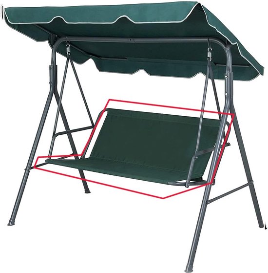 Vervangende schommelstoelbekleding voor schommelbank, stoelbekleding voor tuinstoel, voor buiten, 2-3-zits, groen, 127 x 48 x 52 cm