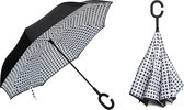 Zijomgekeerde paraplu, innovatieve paraplu, dubbellaagse paraplu, omgekeerde paraplu, paraplu met C-vormig handvat