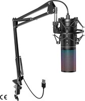 RGB Gaming Mic - PC Microfoon - Verstelbare Microfoon Arm - Streamen - Podcast - Opnemen - Zingen
