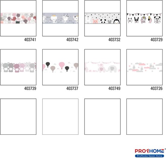 Papier peint à motif Animaux Profhome 403741-GU bordure de papier peint auto - adhésive légèrement structurée avec motif animalier rose mat gris blanc 0 m2