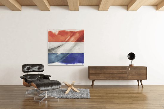 Canvas Schilderij - Nederland - Vlag - Vlaggen - Wanddecoratie - 60x60 cm