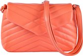 Nouka Zalm Oranje Dames Tas – Schoudertas – Crossbody – Avondtasje - met Gestreept Patroon en Verstelbare Tassenriem / Schouderriem