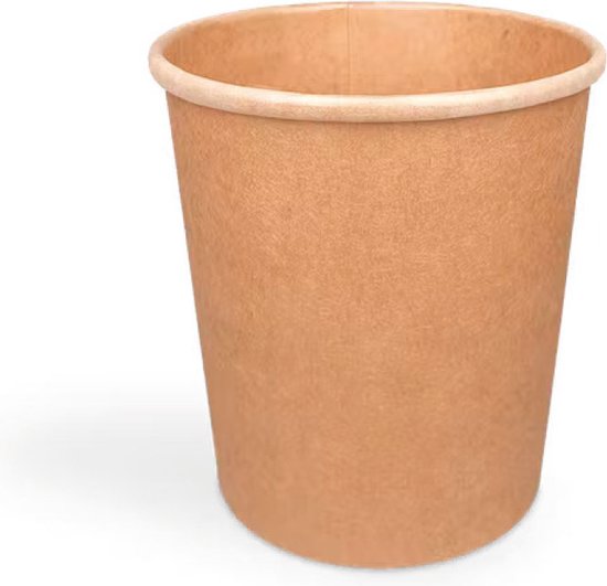 50 Stuks x Kartonnen Schaal Met Deksel - Kraft Paper Cup - Soepbeker ...