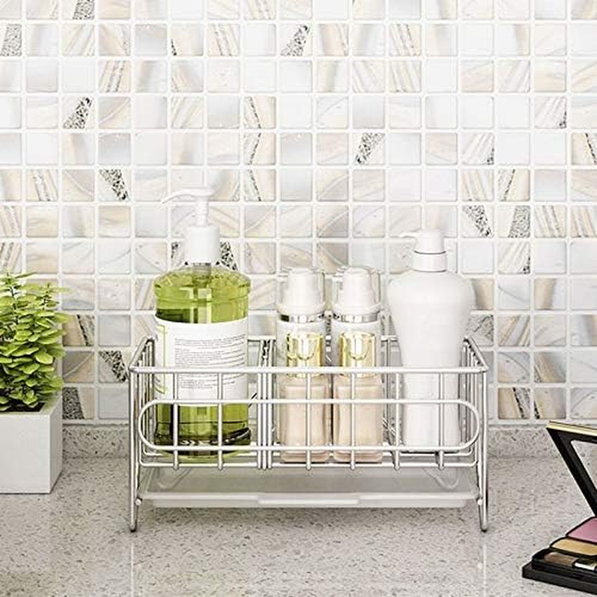 Goedkoopste Spoelbak Caddy Organizer van 304 roestvrij staal, keukenzeepbakje, sponshouder, gebruiksvoorwerpen, mand met afvoerpan, afdruiphouder en -standaard voor werkblad, keuken en badkamer