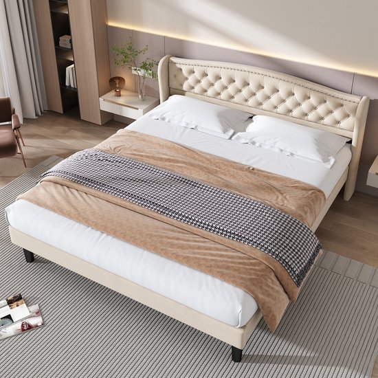 YYchan Tweepersoonsbed 140*200cm - Bed - 2 personen - 140*200 cm - Beige