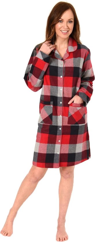 Normann dames nachthemd Flanel L/M - Creative Square - 46 - Rood