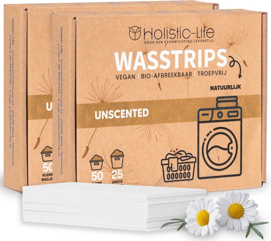 Natuurlijke Wasmiddeldoekjes - Ongeparfumeerde Wasstrips 128 Wasbeurten Incl. Wasverzachter – Wasmiddel Wasdoekjes – Vegan – Zero Waste