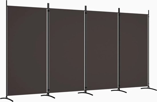 Kamerscherm - Scheidingswandje - Scherm - 4 Panelen - Wandje voor in Slaapkamer - Afscheiding - Verplaatsbaar - Bruin