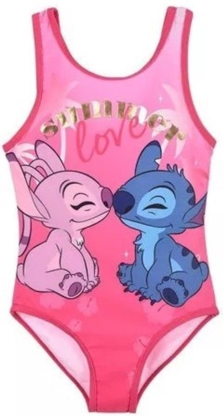 Disney Lilo & Stitch Badpak - Donkerroze - Maat 128 (8 Jaar)