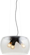 Moderne hanglamp zwart met rookglas 3-lichts - Avalon