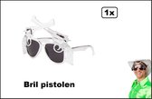 Bril Pistolen zilver - Revolver western thema feest party verjaardag fun festival