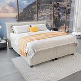 Mörgenn - Boxspring Capri - Pocketvering Boxen én Matrassen - Beige - 200x200 cm - Inclusief Dekbed en Kussens