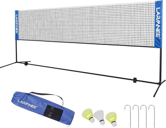 Foto: Badmintonnet tennisnet 3 m 4 m 5 m in hoogte verstelbaar set bestaande uit net 3 x shuttle stabiel ijzeren frame en transporttas voor binnen en buiten