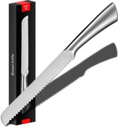 Couteau à pain professionnel HGMD - Lame de 20 cm - Dentelé - Passe au lave-vaisselle - Convient aux gauchers comme aux droitiers
