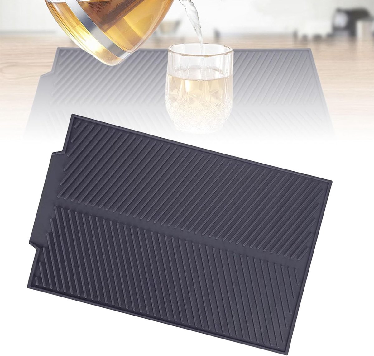 Goedkoopste Afdruipmat voor vaat, afdruipmat voor gootsteen, afdruipmat van siliconen, afdruipmat voor koffiezetapparaat, sneldrogende afdruipmat voor vaat, geschikt voor koffiemachines, keukens en spoelbakken