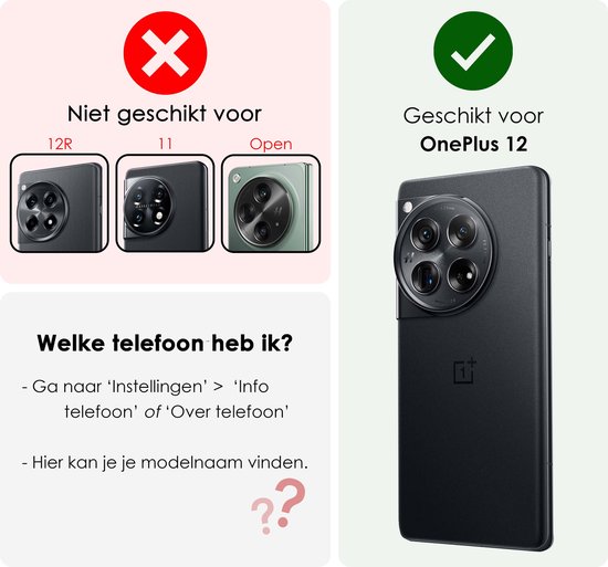 Coque Compatible avec OnePlus 12, Coque Arrière en Siliconen avec Protecteur d'écran - Zwart